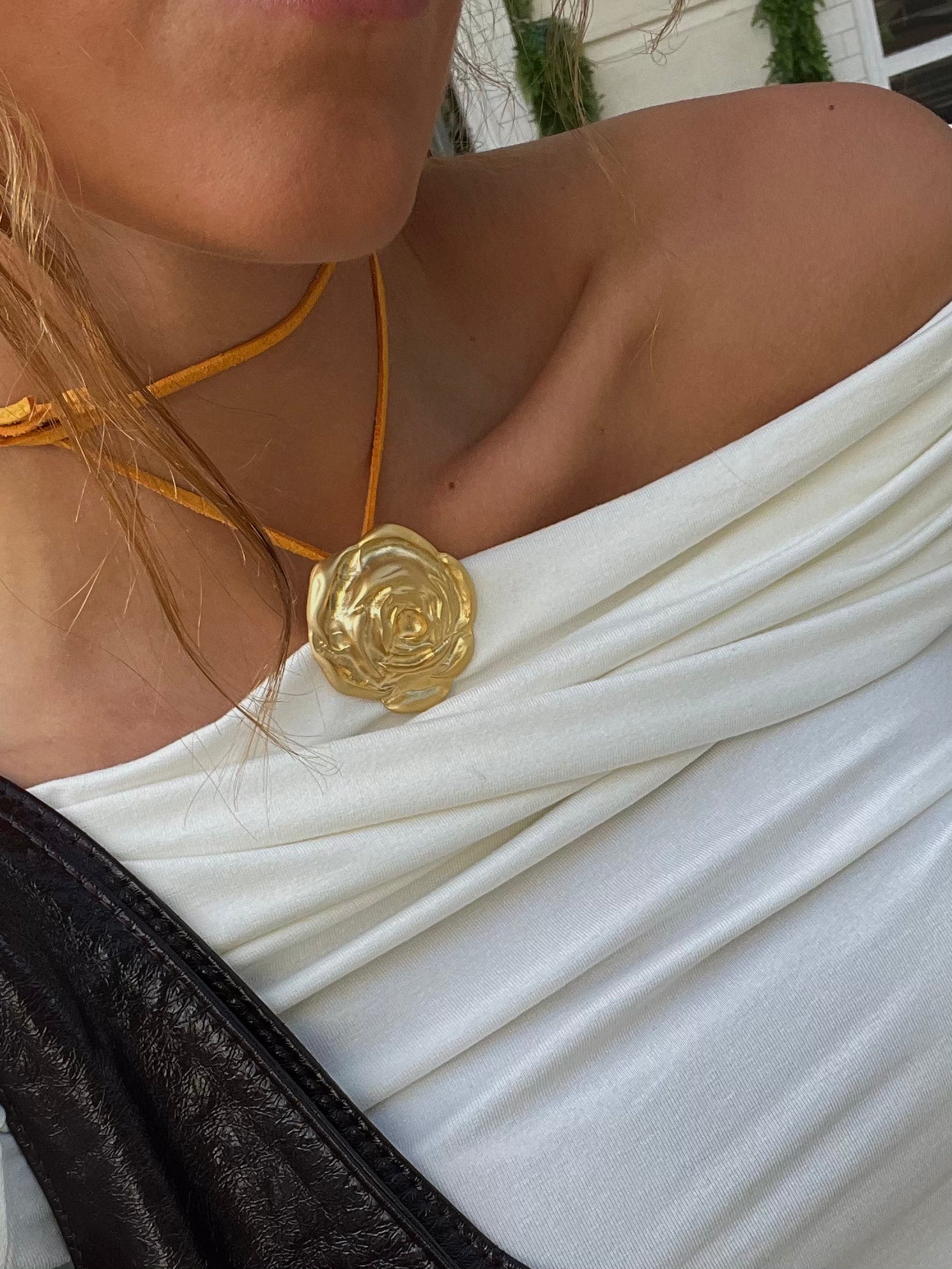 Rose sales medallion necklace