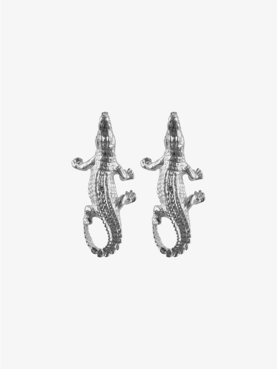 Crocodile Silver Earrings