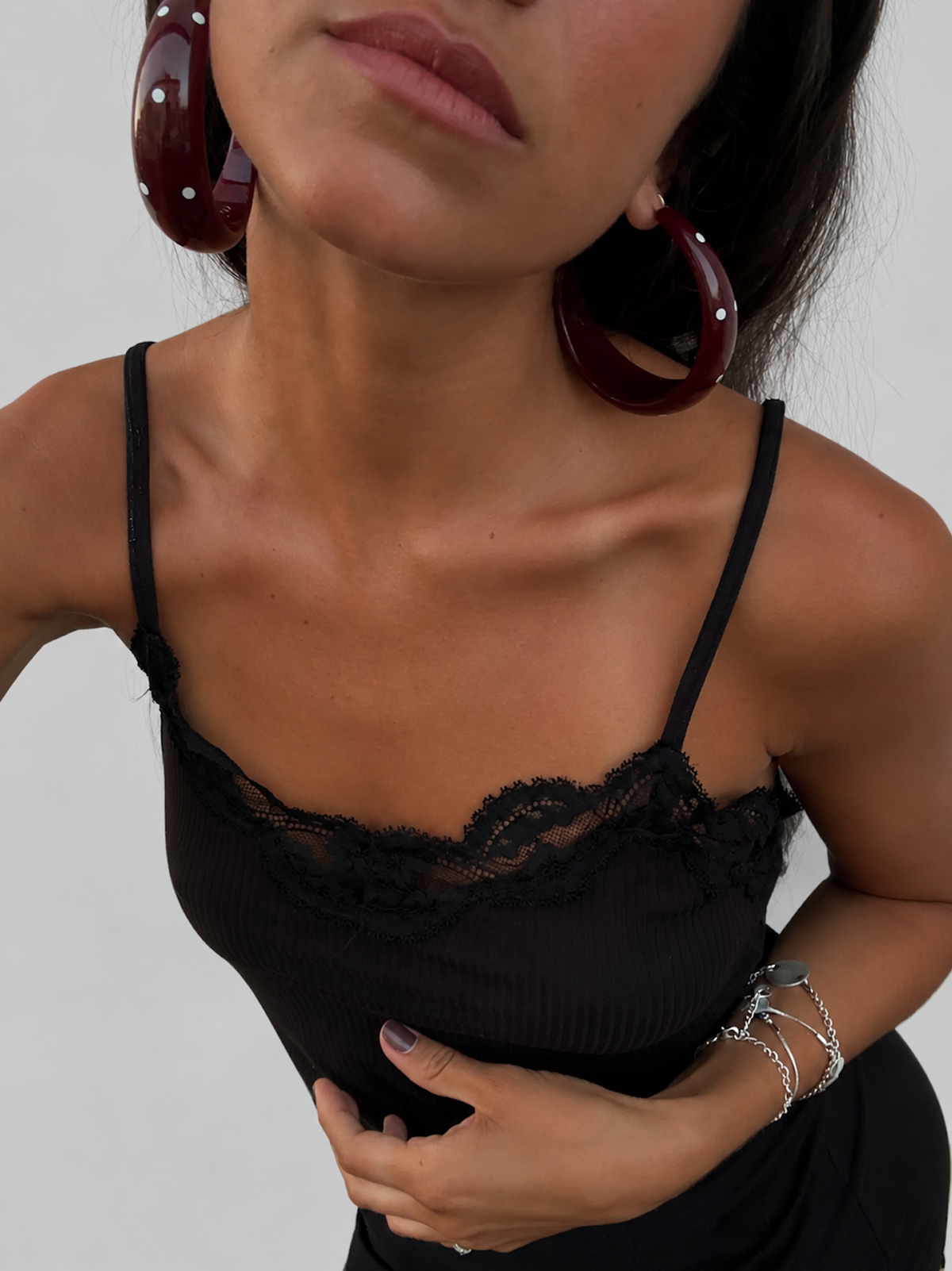 Mari Carmen Garnet Big Hoops