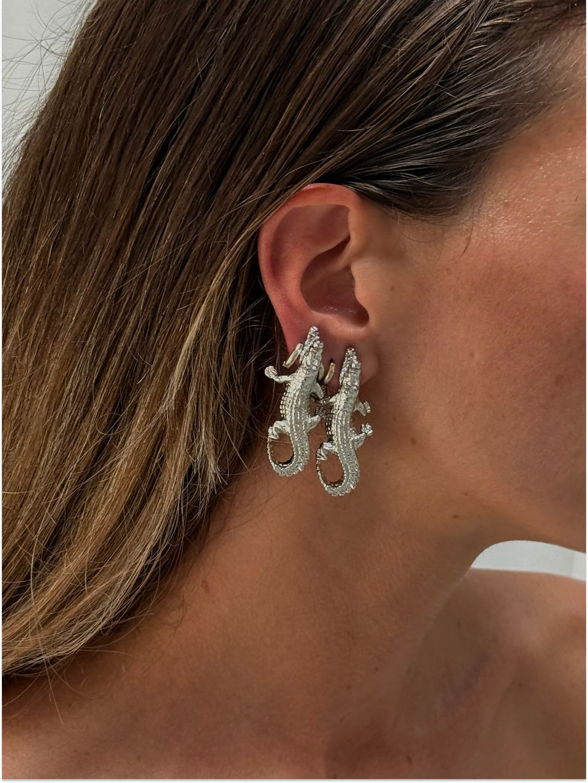 Crocodile Silver Earrings