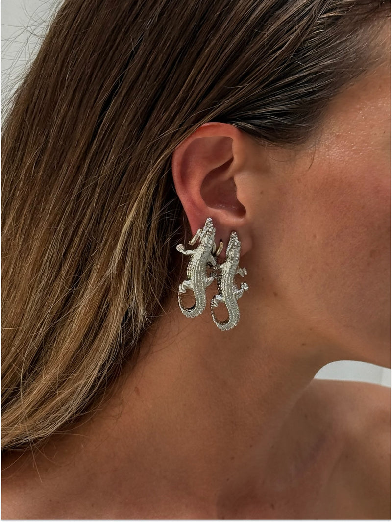 Crocodile Silver Earrings