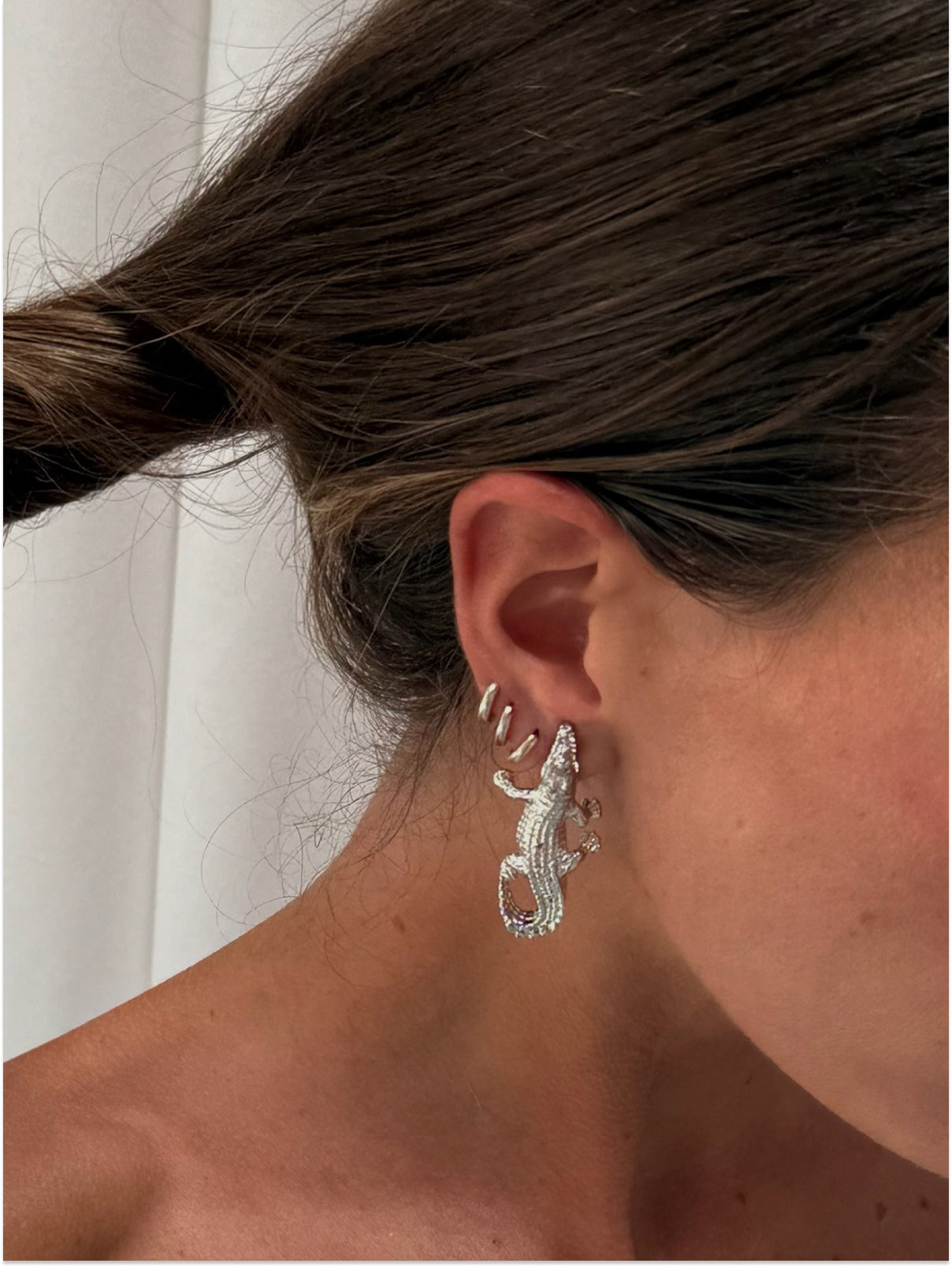 Crocodile Silver Earrings