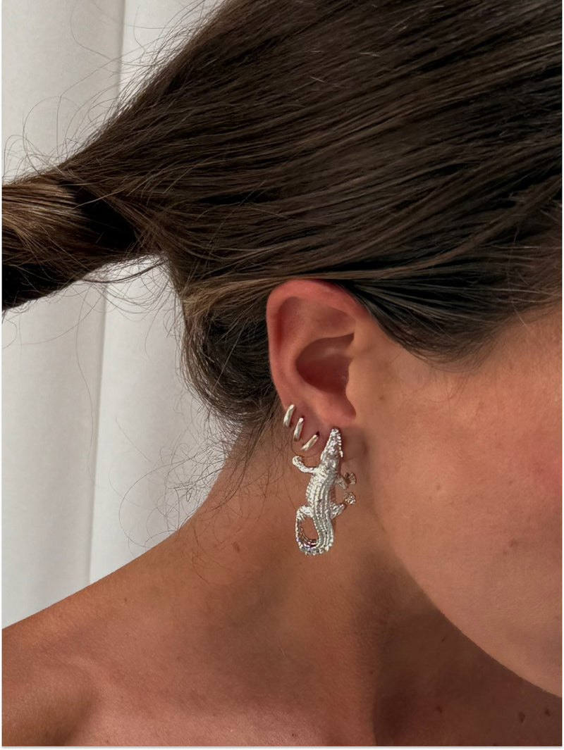 Crocodile Silver Earrings