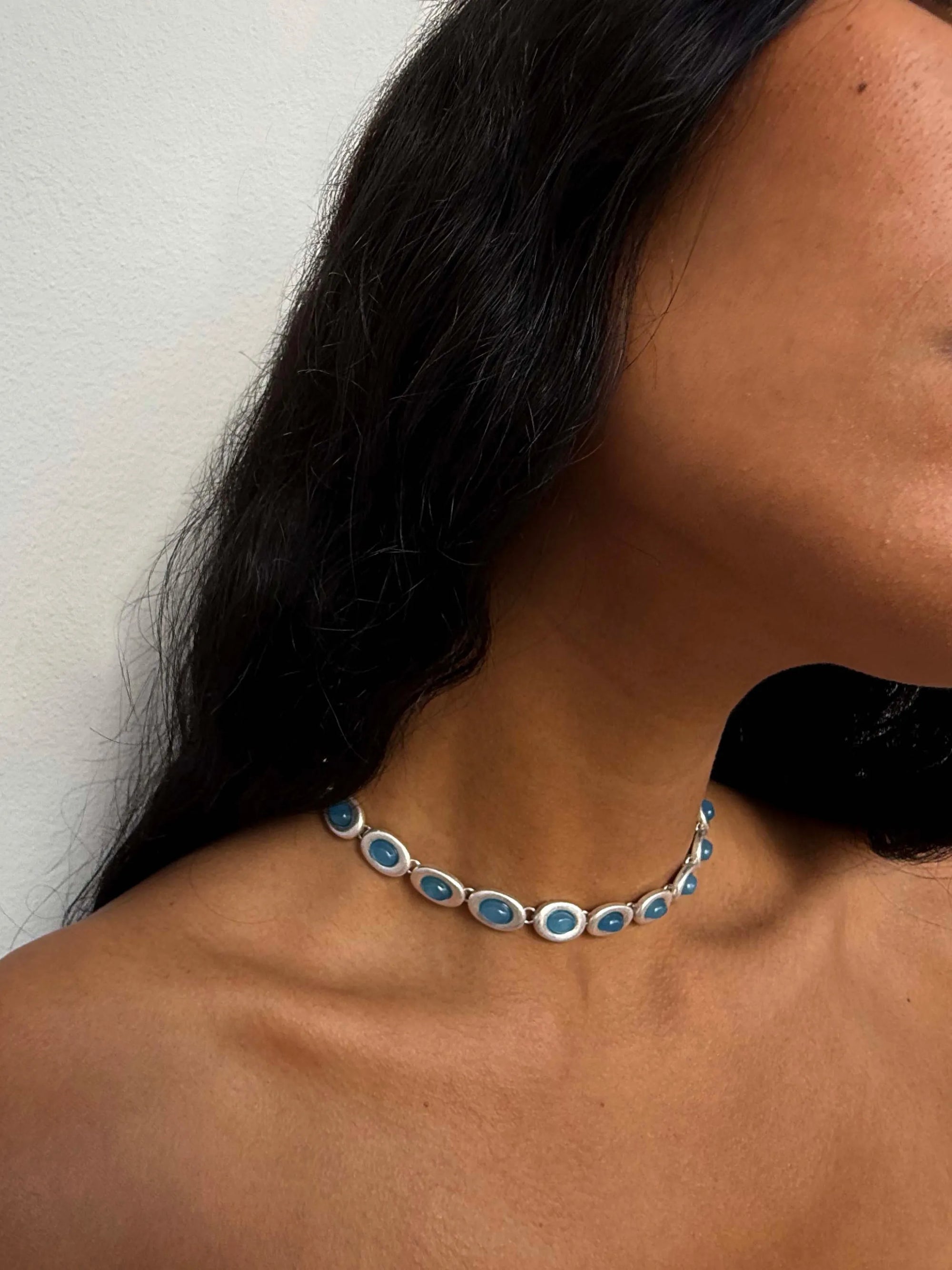 I gave you my heart Blue Silver Necklace