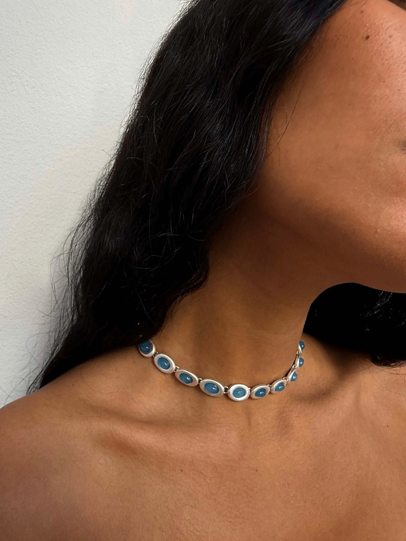 I gave you my heart Blue Silver Necklace