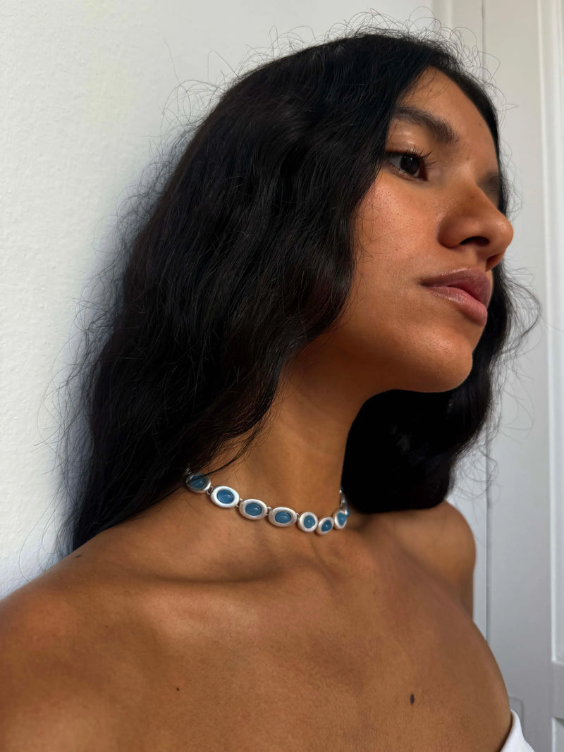 I gave you my heart Blue Silver Necklace