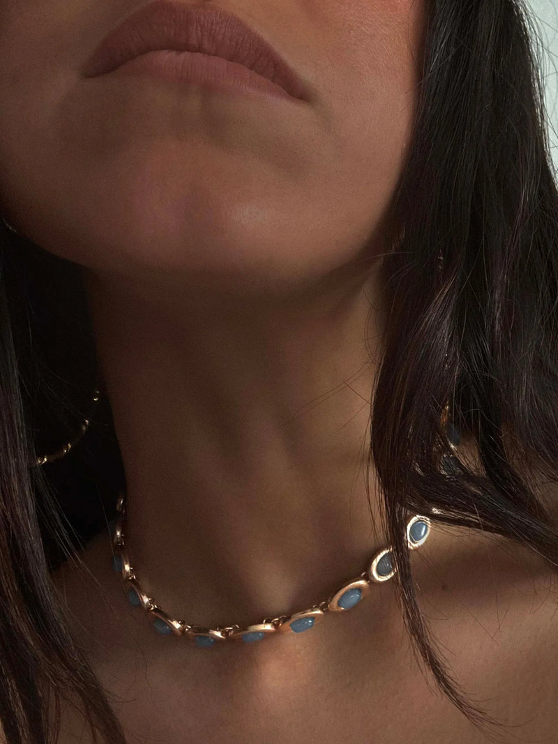 I gave you my heart Blue Gold Necklace