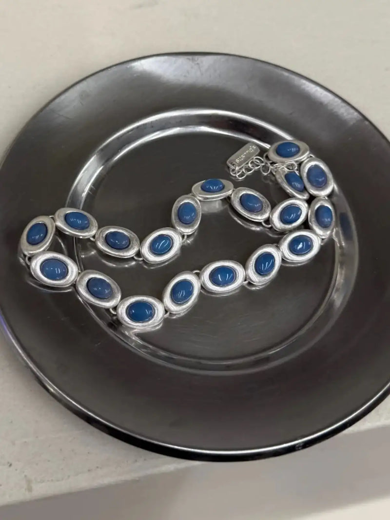 I gave you my heart Blue Silver Necklace