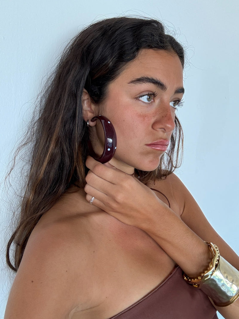 Mari Carmen Garnet Big Hoops